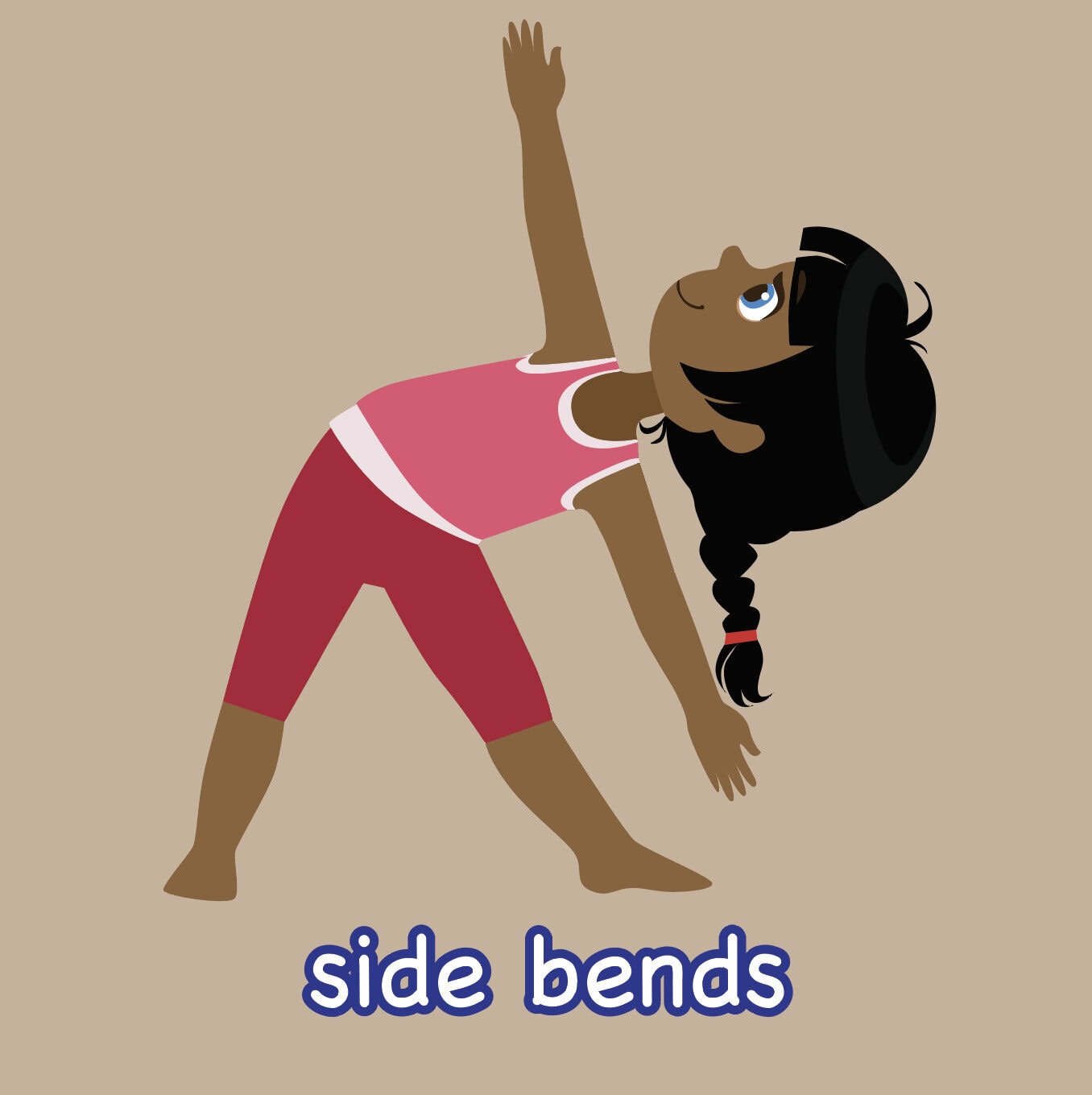 Child performing side bend stretch in sensory path activity.